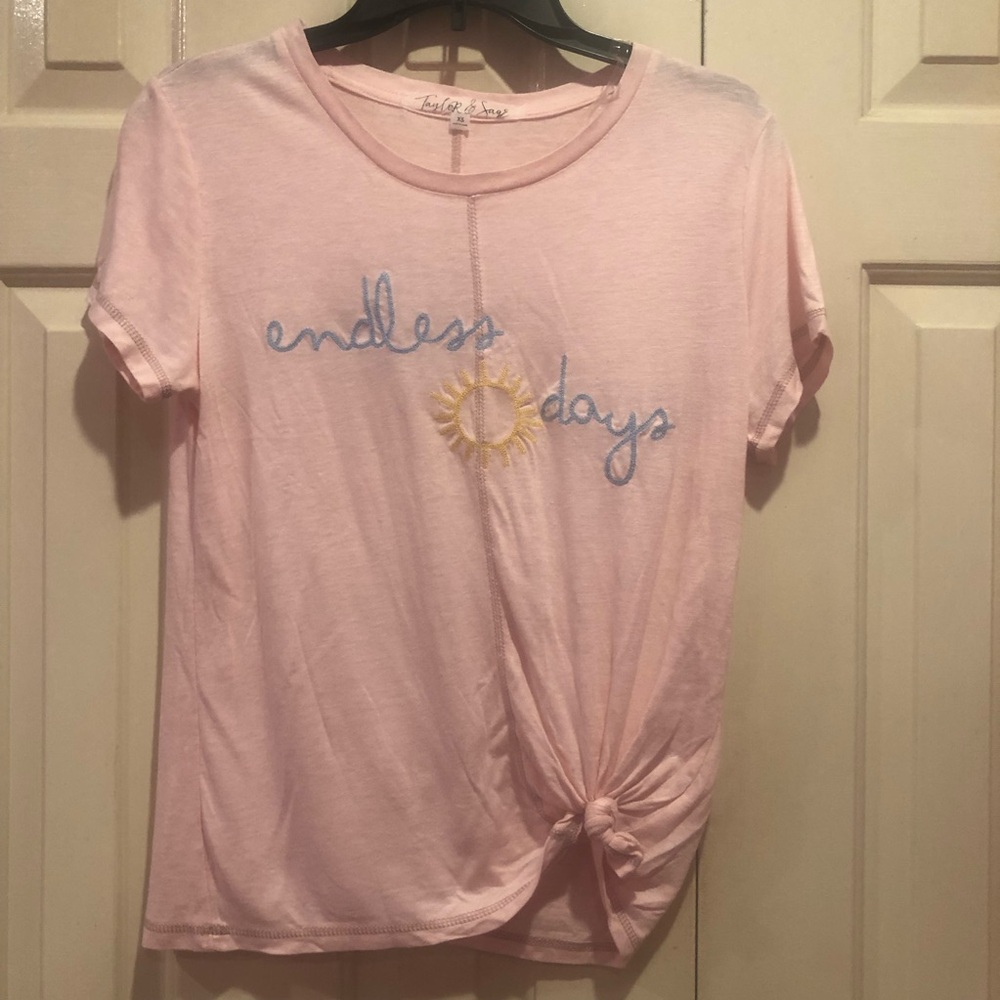 Linen Blend Endless Days Taylor and Sage Sun T-Shirt Size XS